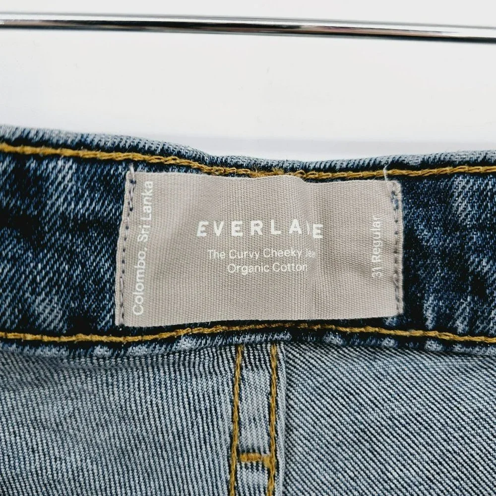 Everlane The Curvy Cheeky Jeans 31 Regular Blue Denim Organic Cotton High Rise